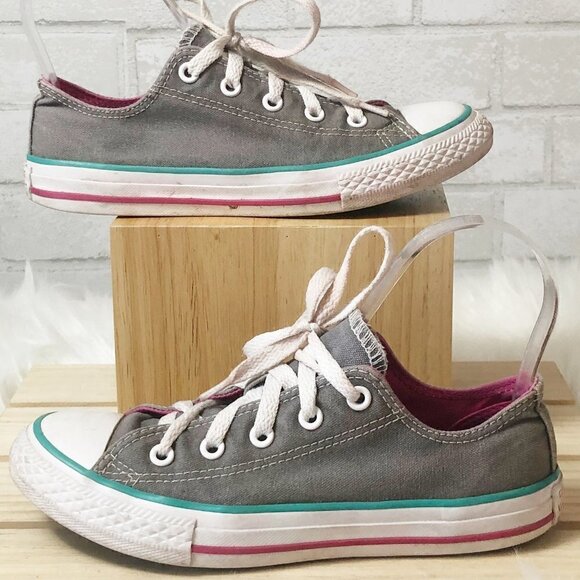 Converse Chuck Taylor All Star Double Tongue Charcoal Gray Poppy Pink Light Dew - Picture 2 of 7